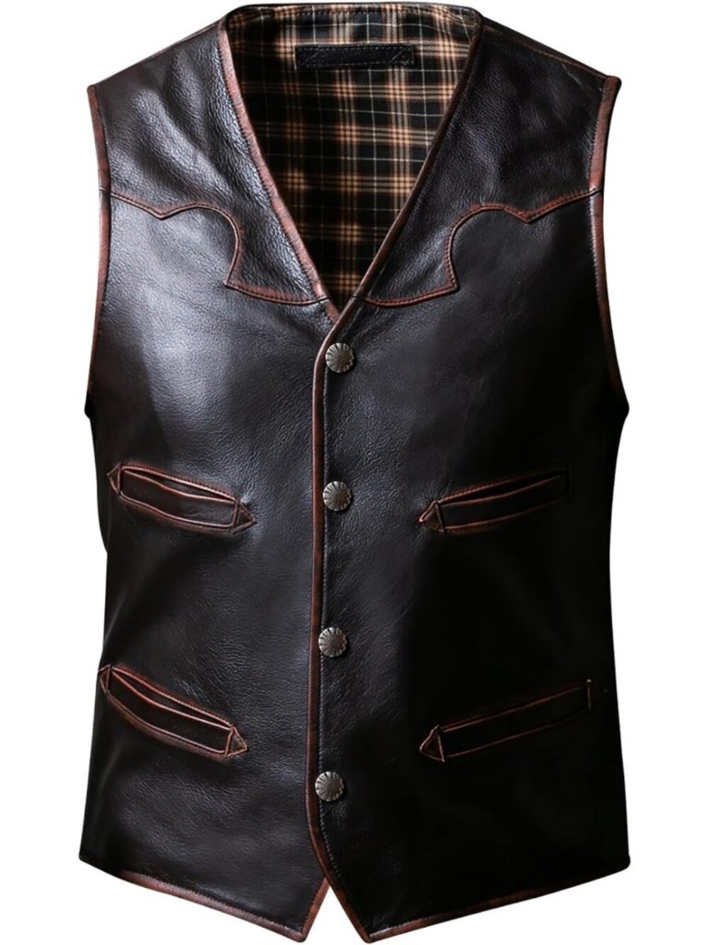 Vintage Distressed Genuine Cowhide Leather Vest for Men - Stylish & Durable